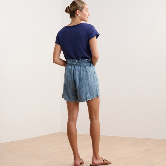 HATLEY Cassie High Waist Denim Blue Shorts (M) - Picture 2 of 6